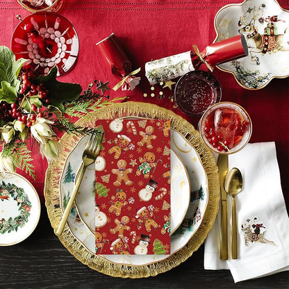 Horaldaily 100 Christmas Disposable Paper Decorative Guest Napkins, Gingerbread - Image 4