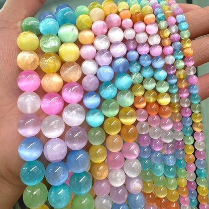45PCS 8MM Natural Stone Colorful Selenite Gypsum Beads Round Loose Beads - Image 4