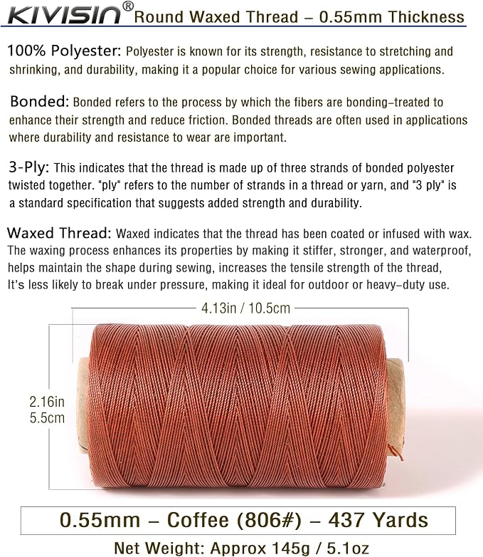 Sturdy Bonded Waxed Polyester Thread, 437 Yards Wax String Cord - Image 2