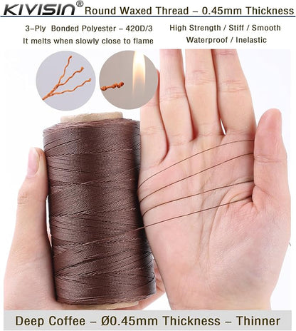 Thin Wax Polyester Thread, 547 Yards, 3 Ply Round Waxed Cord Strings - Image 3
