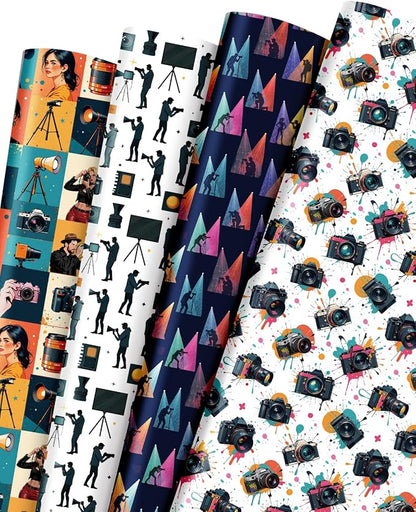 Pineraap 12 Sheets Photographer Wrapping Paper, Photography Gift Wrap Paper by Pineraap