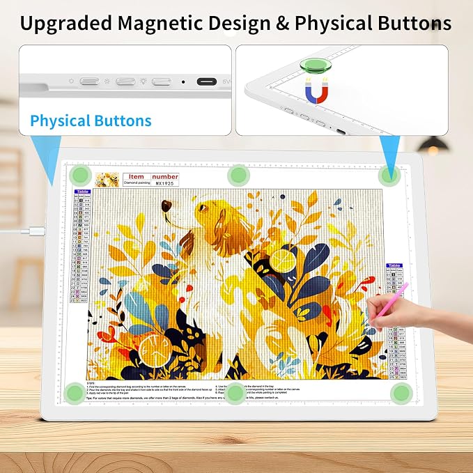 TOHETO A2 Light Pad 25.2''x18.4'', Large Magnetic LED Light Board - Image 3