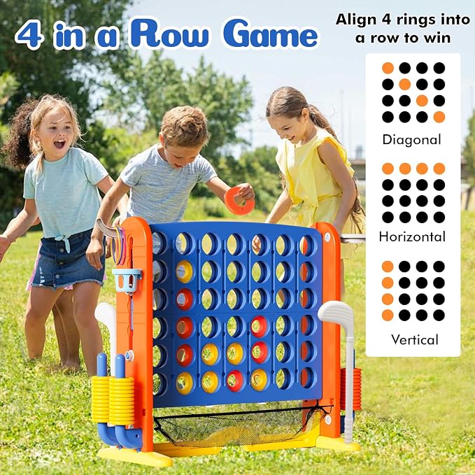 Ancaixin Giant 4 in-A-Row Connect Game Set, Adjustable Height Jumbo Yard Game - Image 2