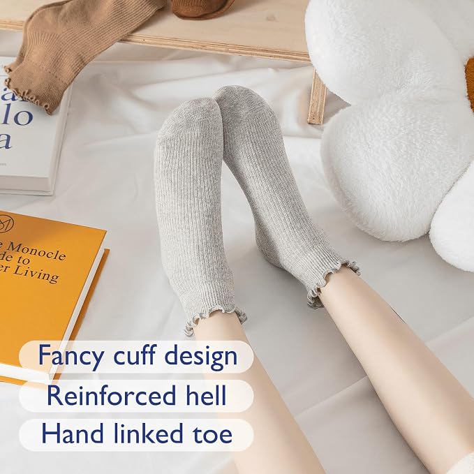 Hstyle 6 Pairs of Ruffle Socks Women, Cute Ruffle Ankle Socks - Image 5