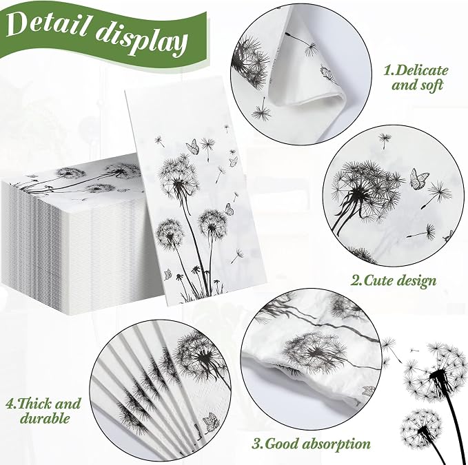 100 Sheets Dandelion Guest Towels Disposable - Image 3