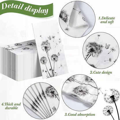 100 Sheets Dandelion Guest Towels Disposable - Image 3