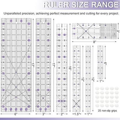 Quilting Ruler, Sewing Ruler, 8 Pack, Acrylic Quilting Templates, Non Slip - Image 2