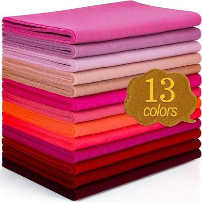 XSEINO 13 Rolls 8"x35" 1.4mm Thick Soft Felt Fabric Sheet 13 Assorted Red by XSEINOiscreating%EF%BC%81