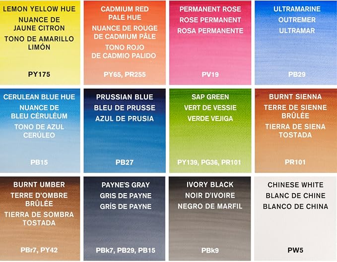 Winsor & Newton Cotman Watercolor Paint Set, 12 Colors, 8ml Tubes w/ Brush - Image 4