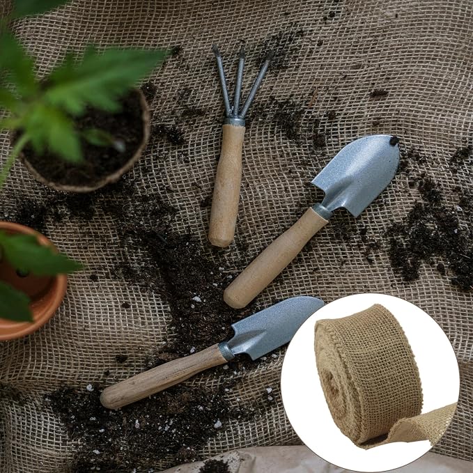 4" Wide Natural Burlap Fabric Roll - Image 5