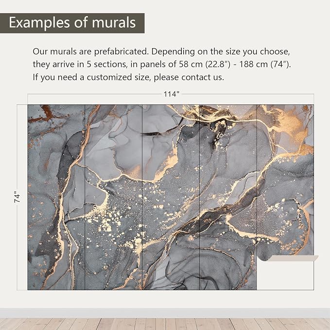 AFZEVEB-Gray and Gold Marble Wallpaper Wall murals - Image 3