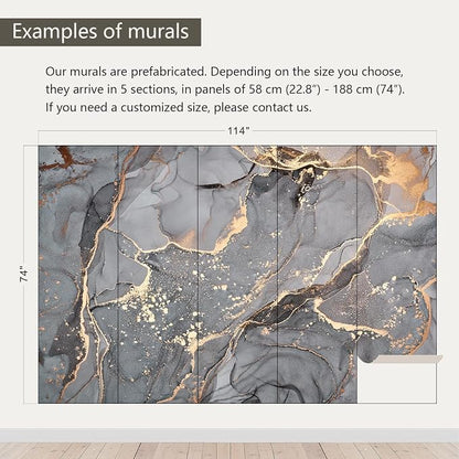 AFZEVEB-Gray and Gold Marble Wallpaper Wall murals - Image 3