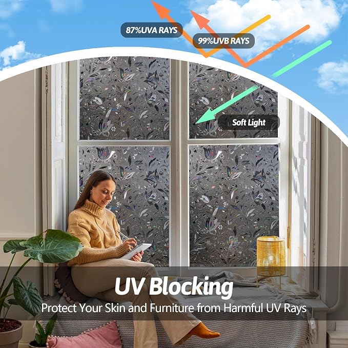 NINETREX Window Privacy Film, Decorative Window Film Frosted, Stained Glass - Image 2