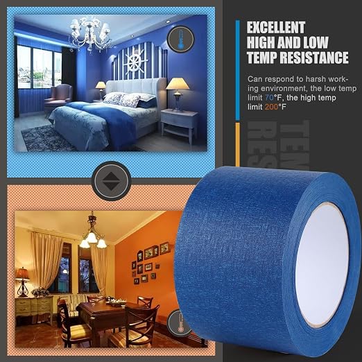 Lichamp Wide Masking Tape 3 inches, 2 Packs Blue Painters Tape Blue Masking - Image 4