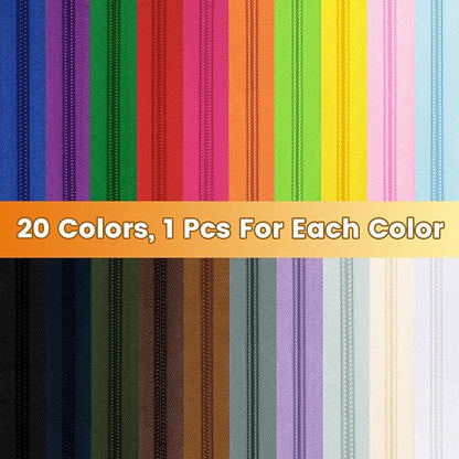 DOITEM 44.4 Yards/ 40 m 20 Pieces Assorted Colors #5 Nylon Coil Zippers - Image 2
