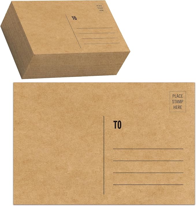 Kraft 4x6 Blank Postcards for Mailing, Thick Cardstock, Thank You, Invitations by JINMIKEJI