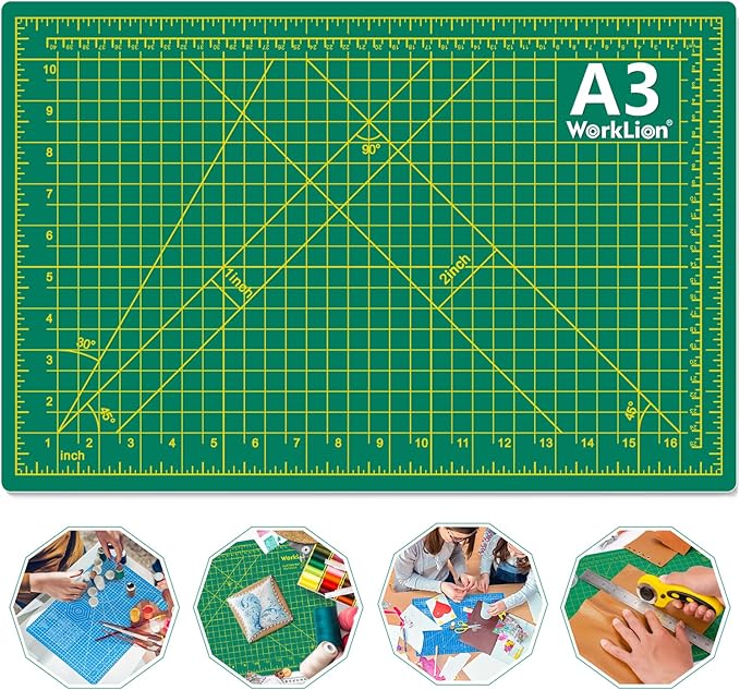 WORKLION 12" x 18" Art Self Healing PVC Cutting Mat, Double Sided, Gridded by WORKLION