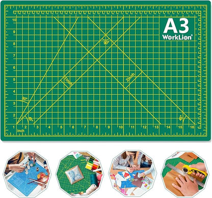 WORKLION 12" x 18" Art Self Healing PVC Cutting Mat, Double Sided, Gridded by WORKLION