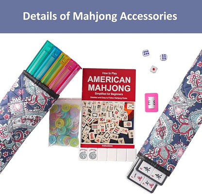 American Mahjong Game Set, 166 White Tiles, 4 All-in-One Color Rack/Pushers - Image 3