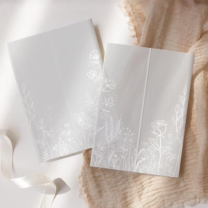 HAUTOCO 50 Pack Vellum Jackets for 5x7 Invitations, Pre-Folded Translucent - Image 7