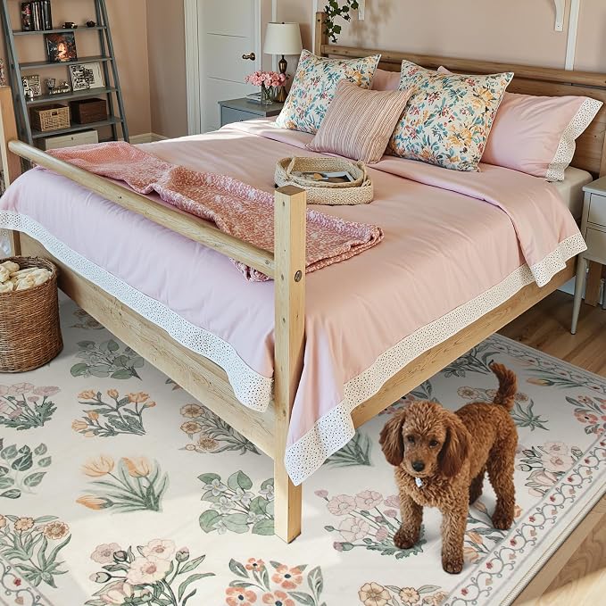 Wonnitar Floral Washable 8X10 Area Rugs, Soft Large Rugs - Image 2