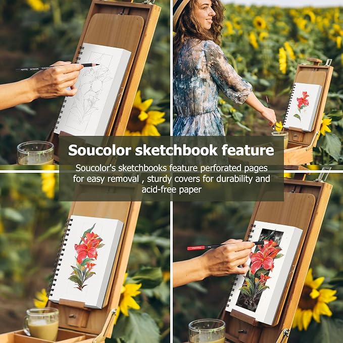 Soucolor 5.5" x 8.5" Sketchbook Pack of 2, 200 Sheets Blank Journal Notebook - Image 5