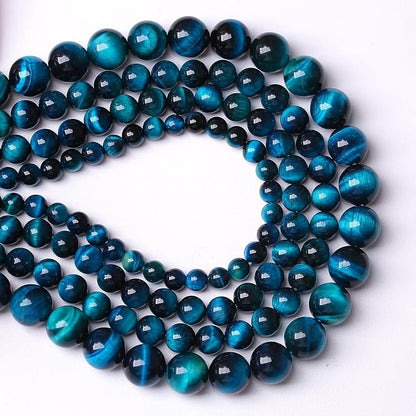 76PCS 10mm Blue Tiger Eye Gemstone Loose Beads Natural Round Loose Stone Beads - Image 3