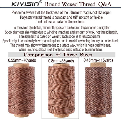 12 Classic Colors Round Waxed Thread, 0.8mm 35Yards Spool Polyester Wax Coated - Image 4