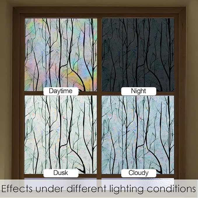 DKTIE Nature Pattern Rainbow Window Film Decorative Stained Glass Window Film - Image 9