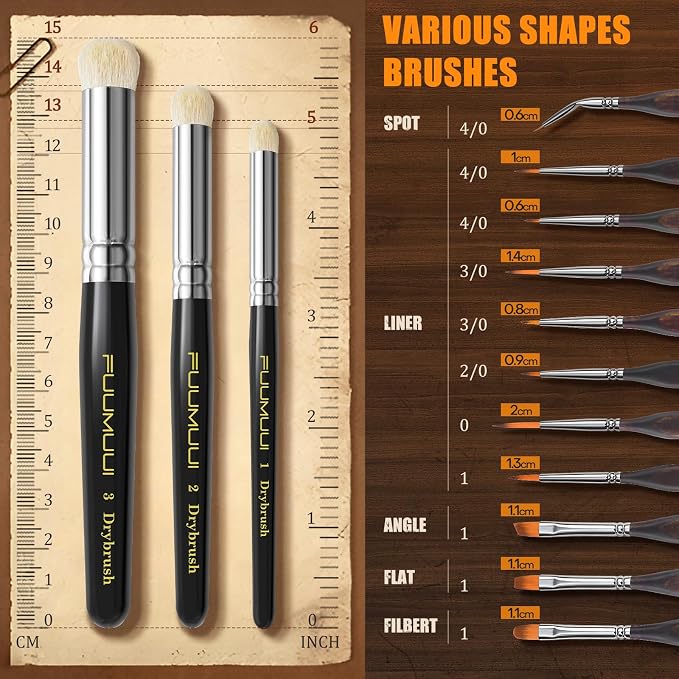 Miniature Paint Brushes with Domed Dry Brush Set - Image 3