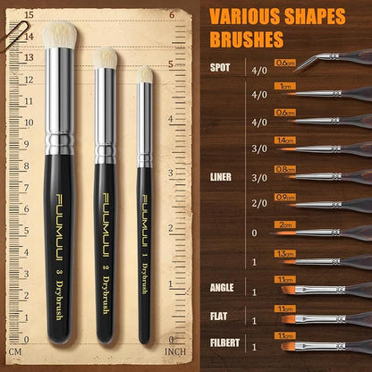 Miniature Paint Brushes with Domed Dry Brush Set - Image 3