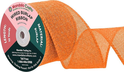 Mandala Crafts Orange Burlap Wired Ribbon 2.5 Inches Wide Jute Ribbons by MandalaCrafts