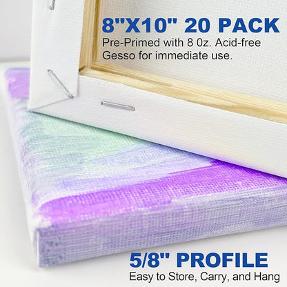 Blank Canvases - 8x10in Stretched Canvases, 20 Pack, 5/8 Inch Profile, 100% - Image 6