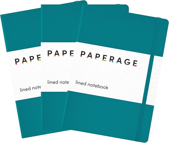 PAPERAGE Lined Journal Notebook, 3 Pack, 160 Pages, Medium 5.6 in x 8 in by PAPERAGE