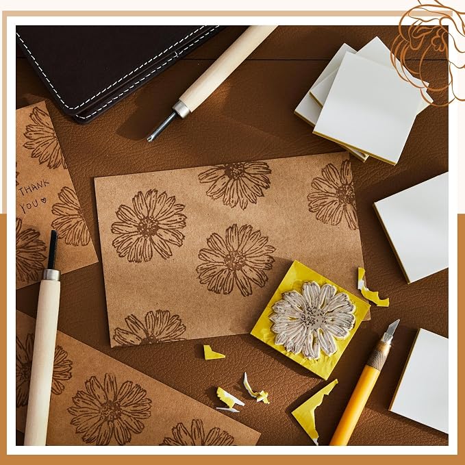 Frienda 24 Pcs 2" x 2" Rubber Carving Blocks Linoleum Blocks - Image 5