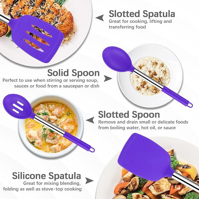 Silicone Spatula Spoon Set, BPA Free Kitchen Turners - Image 3