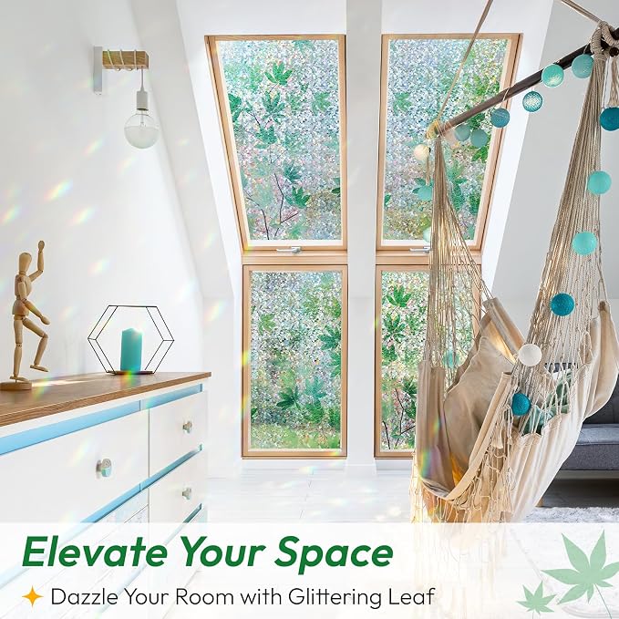 rabbitgoo Rainbow Window Privacy Film Decorative Stained Glass Diamond Pattern - Image 8