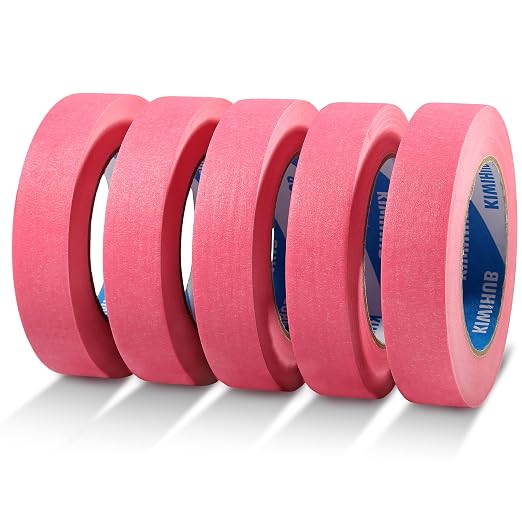 Pink Painters Tape, 1 inch x 60 Yards x 5 Rolls by KIWIHUB