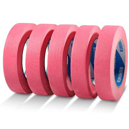 Pink Painters Tape, 1 inch x 60 Yards x 5 Rolls by KIWIHUB