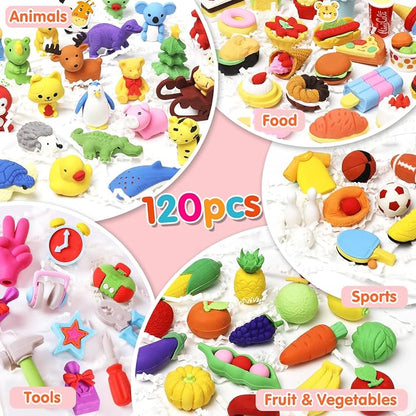 120 Pack Animal Pencil Erasers for Kids, 3D Mini Puzzle Take Apart Erasers - Image 6