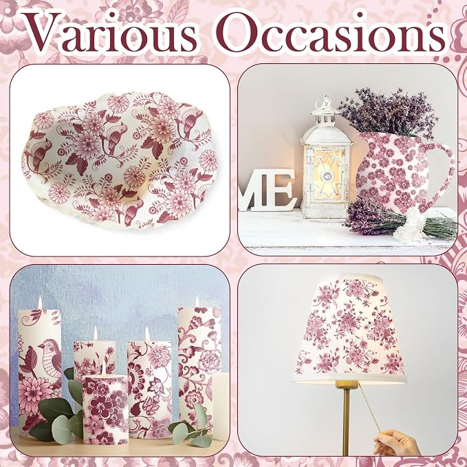 Epakh 36 Pack 6 Style Burgundy Decoupage Paper Napkins Assorted Floral - Image 2