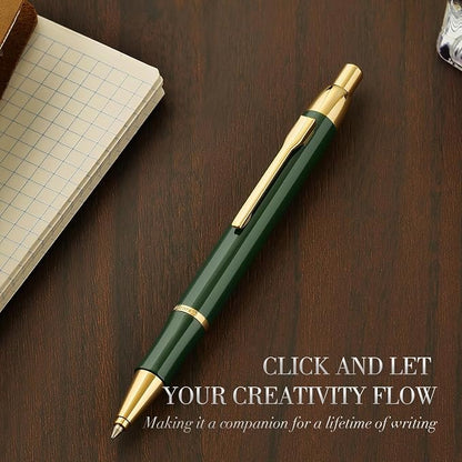 Green lacquer Gel Pen With 24K Gold Finish, Retractable, Gift Pen Set, - Image 7