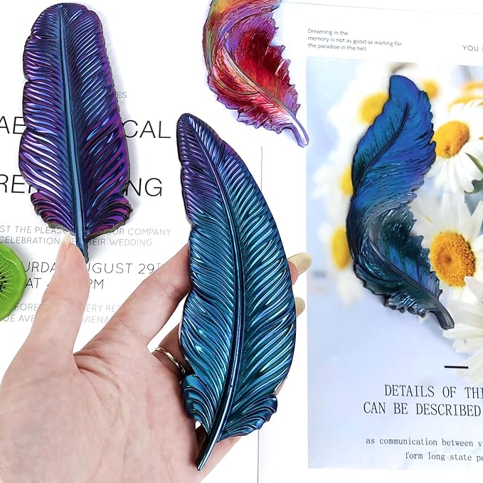 Wehous 3PCS Feather Resin Mold 3D Feather Shape Silicone Molds - Image 3