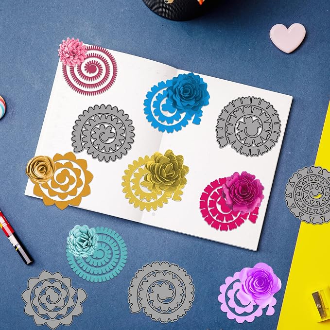 10pcs 3D Layering Rose Metal Cutting Dies, Daisy Flower Garland Wedding Cut - Image 7