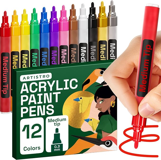 ARTISTRO 12 Medium Tip Acrylic Paint Markers by ARTISTRO