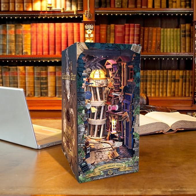 DIY Book Nook Kit, Dollhouse Booknook Bookshelf Insert Decor, 3D Wooden Puzzles - Image 5