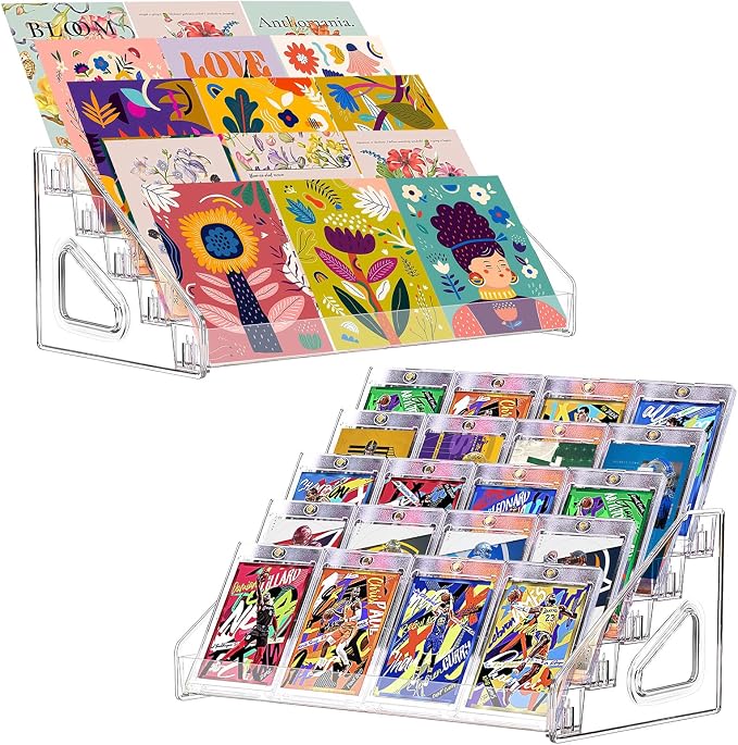 2 Pack 5 Tier Acrylic Card Display Stand, Baseball Cards, Sports Cards by Jekyeroyme