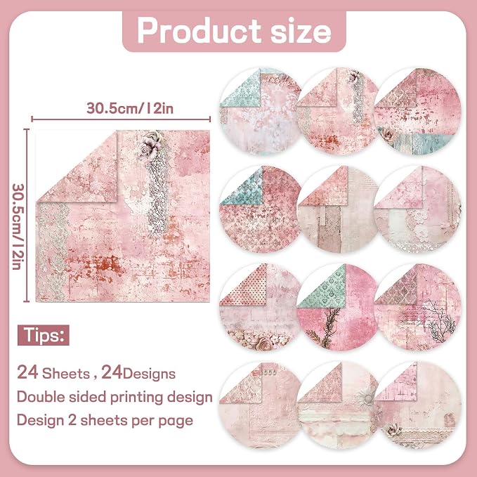 Scrapbook Paper 12x12 inch, 24 Sheets DIY Origami Decorative Craft, Double - Image 2