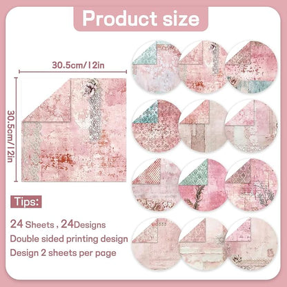 Scrapbook Paper 12x12 inch, 24 Sheets DIY Origami Decorative Craft, Double - Image 2