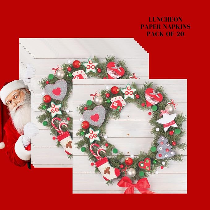 20-ct 13x13 Christmas Paper Decoupage Napkins, 3-Ply Servilletas Tissue Napkin - Image 3